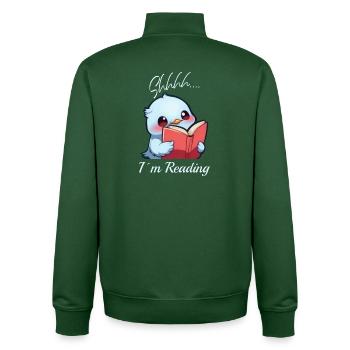 Vogel mit Buch - Unisex Organic Zip Sweatshirt von Stanley/Stella - Flaschengrün - Hinten - AI Model Male 185 dark (185cm)
