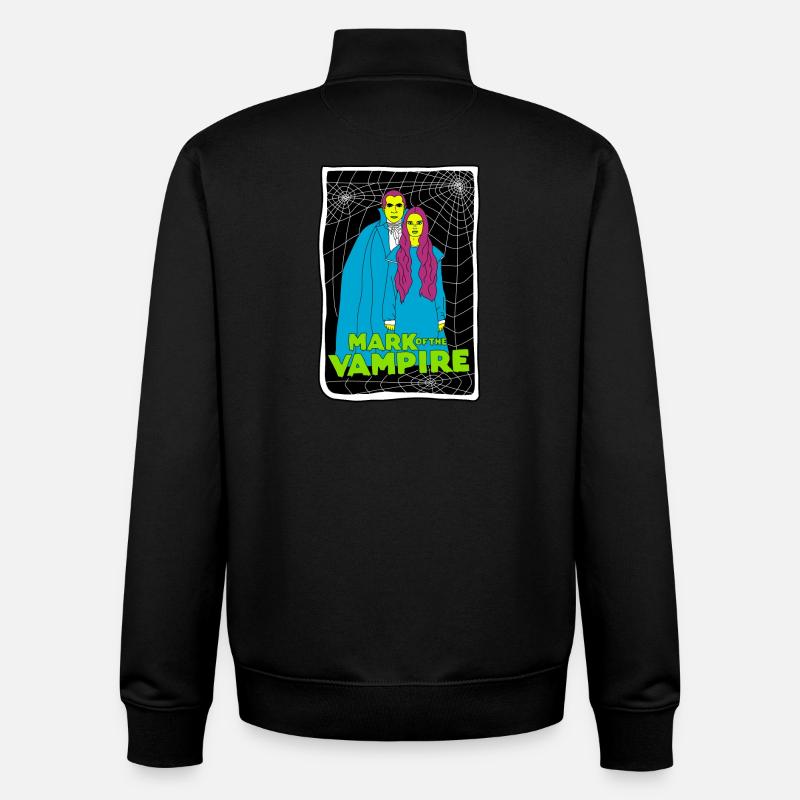 Vampir-Duo mit Spinnennetz-Hintergrund - Unisex Organic Zip Sweatshirt von Stanley/Stella - Schwarz