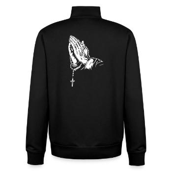 Betende Hände mit Rosenkranzkunstwerk - Unisex Organic Zip Sweatshirt von Stanley/Stella - Schwarz - Hinten - AI Model Male 185 light (185cm)