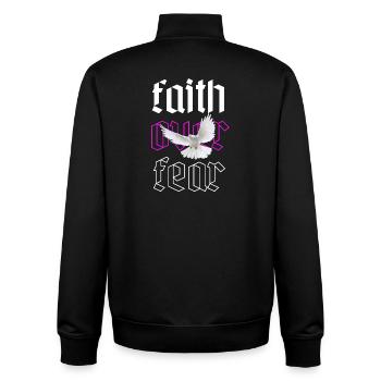 Faith over fear - Unisex Organic Zip Sweatshirt by Stanley/Stella - black - Back - AI Model Male 185 light (185cm)