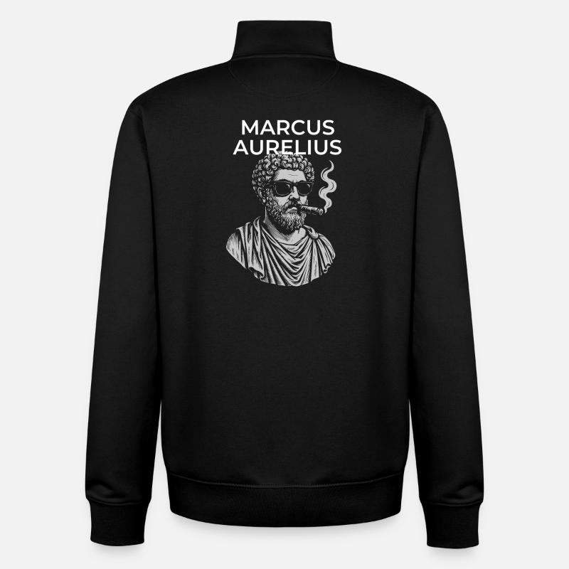Marc-Aurèle Portrait de philosophe classique - Sweat zippé unisexe en coton bio Stanley/Stella - noir