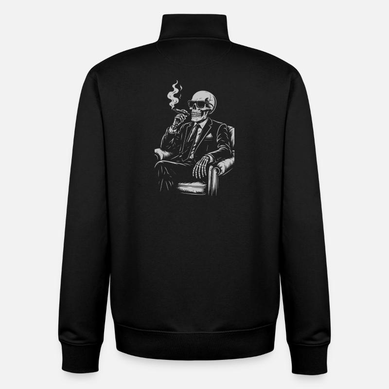Noir Skeleton in Smoking Suit - Unisex Organic Zip Sweatshirt by Stanley/Stella - black