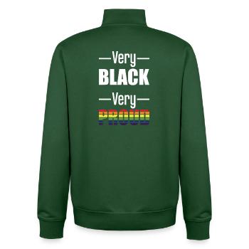 Very Black Very Proud Rainbow Pride Gift Art - Unisex Organic Zip Sweatshirt by Stanley/Stella - bottle green - Back - AI Model Male 185 dark (185cm)