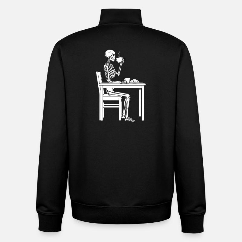 Pause café Skeleton - Sweat zippé unisexe en coton bio Stanley/Stella - noir