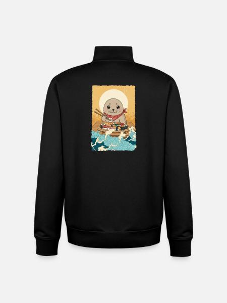 Kawaii Seal North Sea Sushi - Unisex Organic Zip Sweatshirt by Stanley/Stella - black