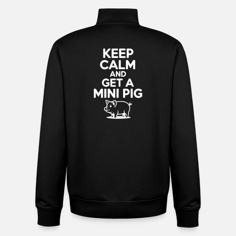 Reste calme et un cochon - Sweat zippé unisexe en coton bio Stanley/Stella - noir