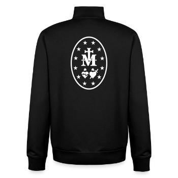 Médaille Miraculeuse Marie Symboles Sacrés Blanc - Sweat zippé unisexe en coton bio Stanley/Stella - noir - Dos - AI Model Male 185 light (185cm)
