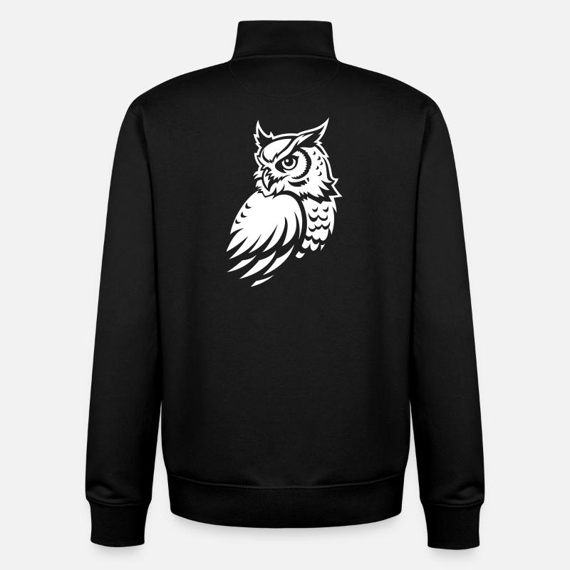 Wachsame Eule – Tattoo Silhouette - Unisex Organic Zip Sweatshirt von Stanley/Stella - Schwarz