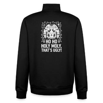 Scène sacrée du pull laid de Ho Ho - Sweat zippé unisexe en coton bio Stanley/Stella - noir - Dos - AI Model Male 185 light (185cm)