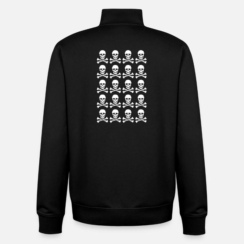 Skull & Crossbones Repeating Pattern - Unisex Organic Zip Sweatshirt by Stanley/Stella - black