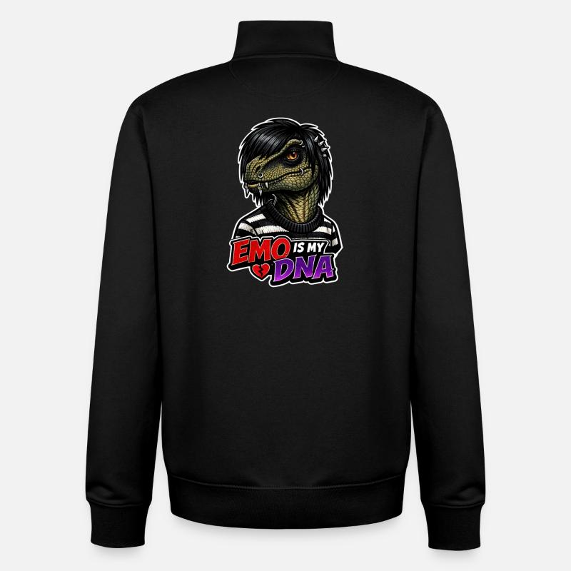 Emo Dinosaur, Sad Dino, Emotional - Unisex Organic Zip Sweatshirt by Stanley/Stella - black