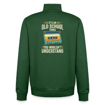 Old School Cassette Design – Retro Mixtape - Unisex Organic Zip Sweatshirt by Stanley/Stella - bottle green - Back - AI Model Male 185 dark (185cm)