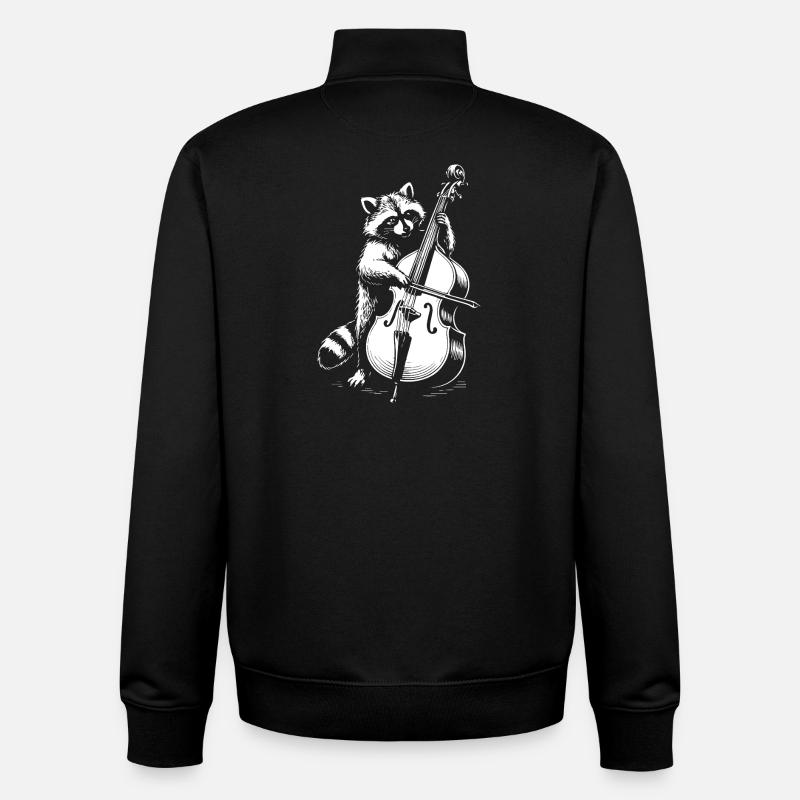Raccoon joue de la contrebasse - Sweat zippé unisexe en coton bio Stanley/Stella - noir