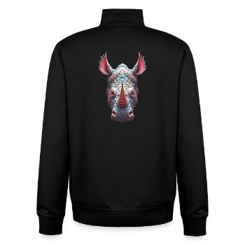 Ornate Rhino Portrait - Psychedelic Spirit Mask - Unisex Organic Zip Sweatshirt by Stanley/Stella - black - Back - AI Model Male 185 light (185cm)