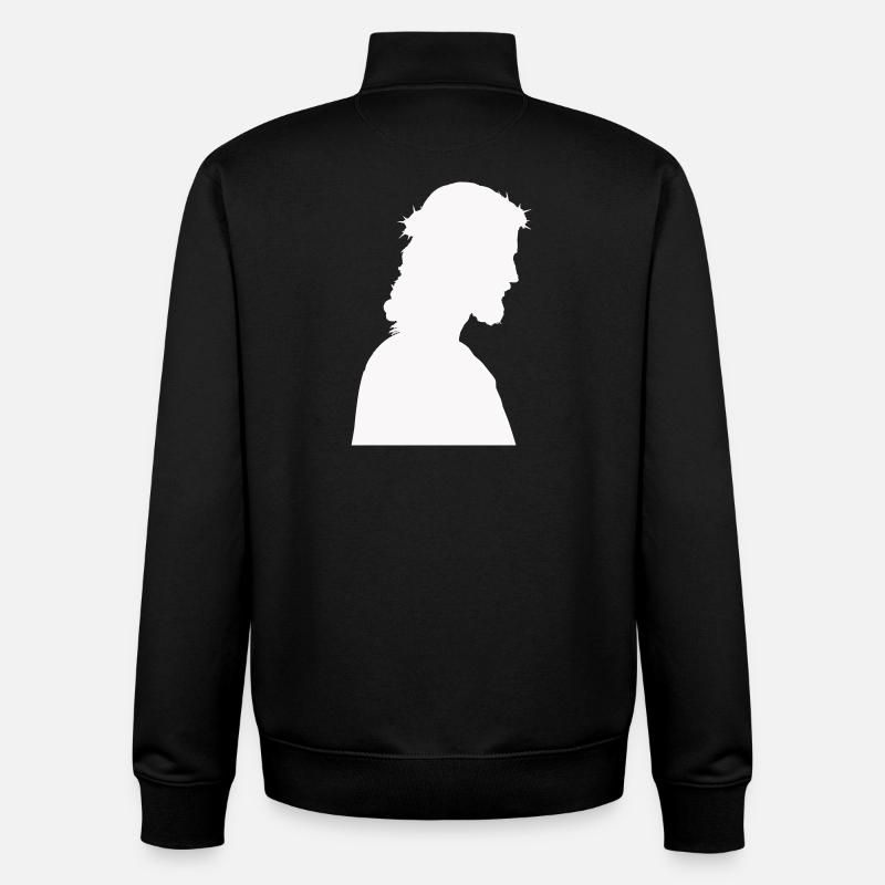 Jesus Christ Silhouette - Unisex Organic Zip Sweatshirt by Stanley/Stella - black