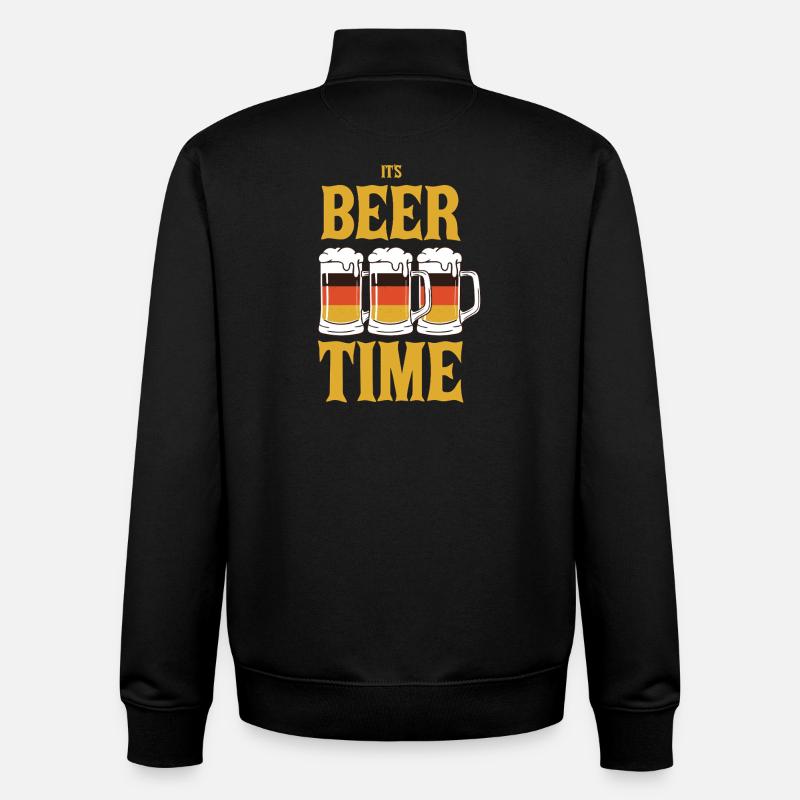Drôle de dicton-bière - Sweat zippé unisexe en coton bio Stanley/Stella - noir