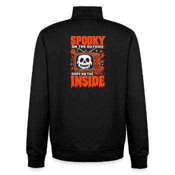 Spooky Outside Cozy Inside Horror Fan - Unisex Organic Zip Sweatshirt by Stanley/Stella - black - Back - AI Model Male 185 light (185cm)