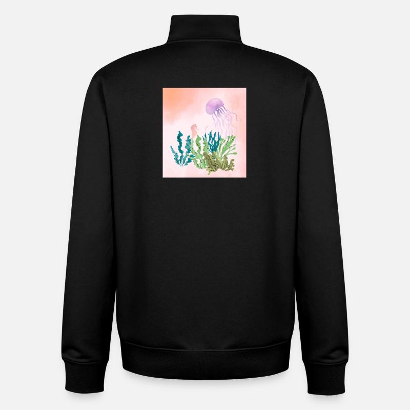 Pastel Mer Sous-marine Forêt - Sweat zippé unisexe en coton bio Stanley/Stella - noir