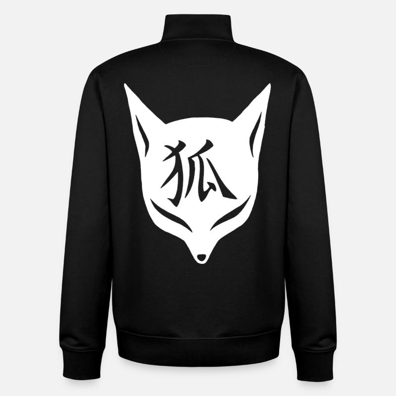 Renard manga blanc - Sweat zippé unisexe en coton bio Stanley/Stella - noir