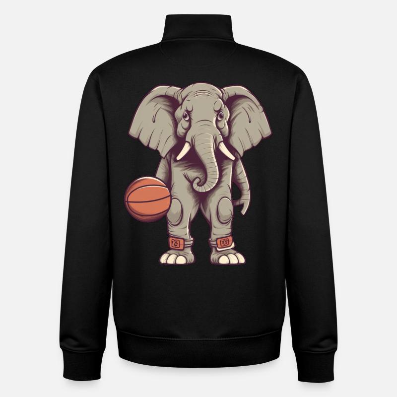 Éléphant de basket-ball - Sweat zippé unisexe en coton bio Stanley/Stella - noir