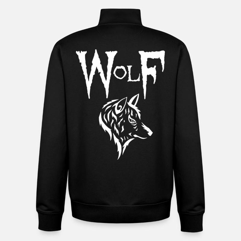 White Wolf - Unisex Organic Zip Sweatshirt by Stanley/Stella - black