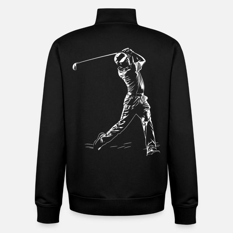 Croquis du golfeur - Sweat zippé unisexe en coton bio Stanley/Stella - noir