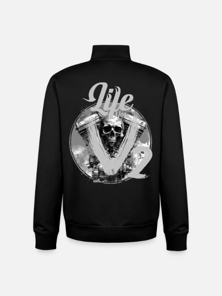 V-Twin Motorcycle Skull Design - Unisex Organic Zip Sweatshirt by Stanley/Stella - black