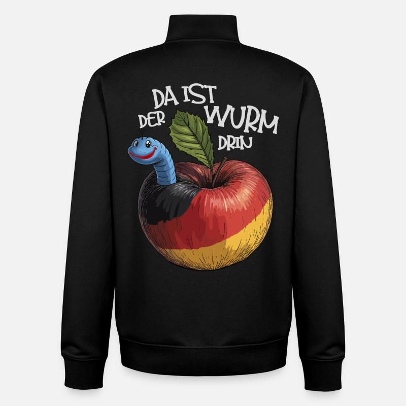 Wurm im Apfel mit Spruch - Unisex Organic Zip Sweatshirt von Stanley/Stella - Schwarz