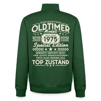 Vintage Oldtimer 1975 Vintage Birthday Gift - Unisex Organic Zip Sweatshirt by Stanley/Stella - bottle green - Back - AI Model Male 185 dark (185cm)