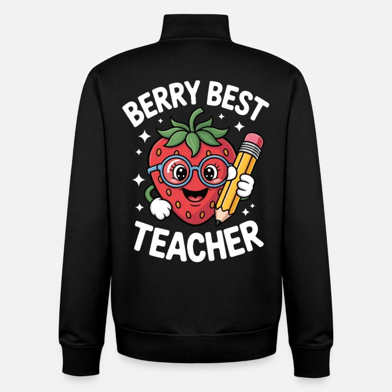 Berry Best Teacher Elementary Teacher - Unisex Organic Zip Sweatshirt by Stanley/Stella - black