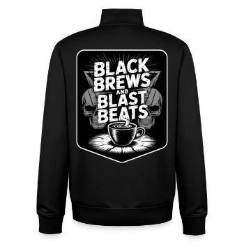 Kaffee Metal Musik Schlagzeuger Black Brew - Unisex Organic Zip Sweatshirt von Stanley/Stella - Schwarz - Hinten - AI Model Male 185 light (185cm)