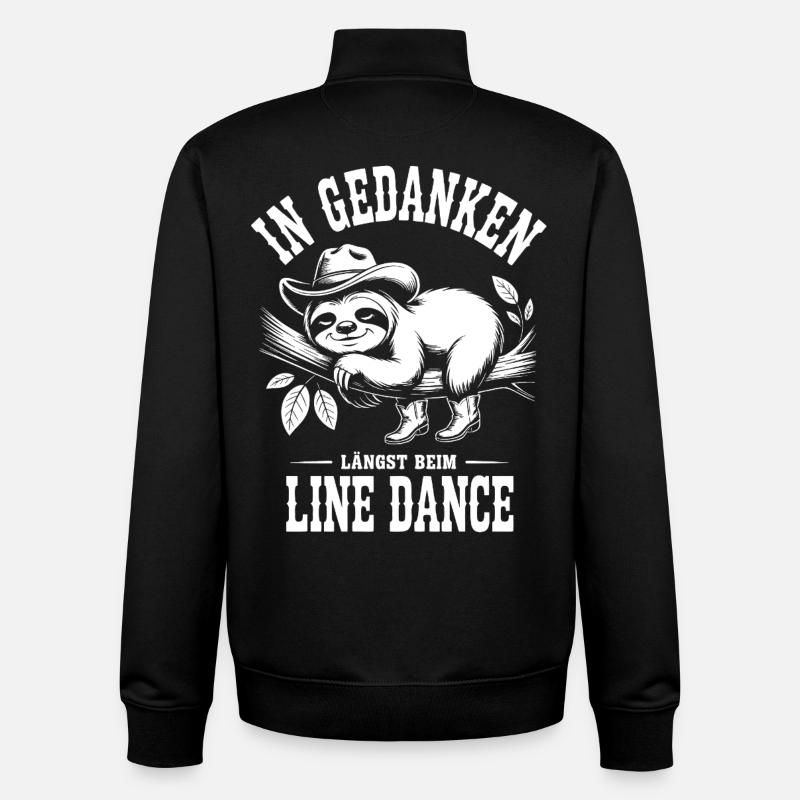 Sloth Line Dance Thoughts - Unisex Organic Zip Sweatshirt by Stanley/Stella - black