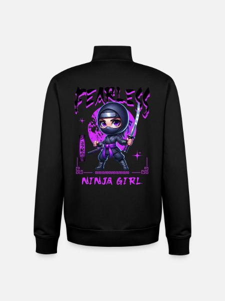 Ninja Mädchen Chibi mit Katana - Unisex Organic Zip Sweatshirt von Stanley/Stella - Schwarz