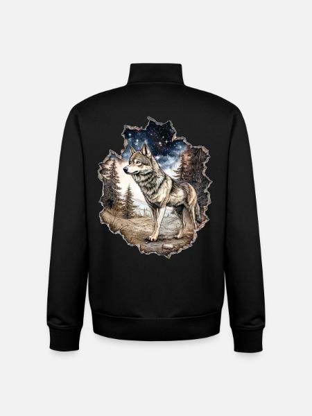 Wolf Starry Sky - Unisex Organic Zip Sweatshirt by Stanley/Stella - black