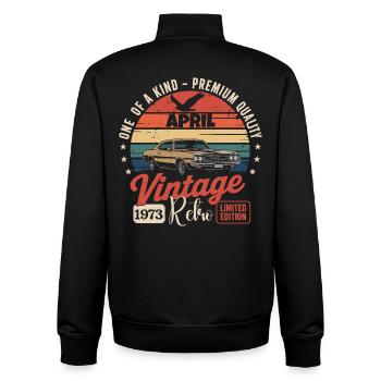53 Jahre April 1973 Vintage Retro-Jubiläumsgeschenk - Unisex Organic Zip Sweatshirt von Stanley/Stella - Schwarz - Hinten - AI Model Male 185 light (185cm)