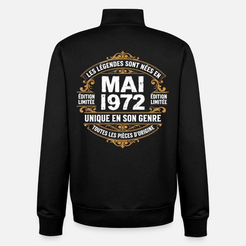 May 1972  - Sweat zippé unisexe en coton bio Stanley/Stella - noir