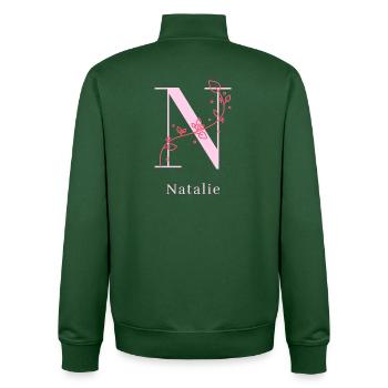 NATALIE Namensshirt Blumen Buchstabe Damen - Unisex Organic Zip Sweatshirt von Stanley/Stella - Flaschengrün - Hinten - AI Model Male 185 dark (185cm)