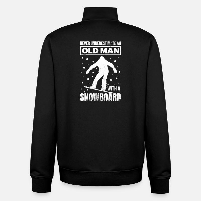 Grand-père vieux snowboarder - Sweat zippé unisexe en coton bio Stanley/Stella - noir