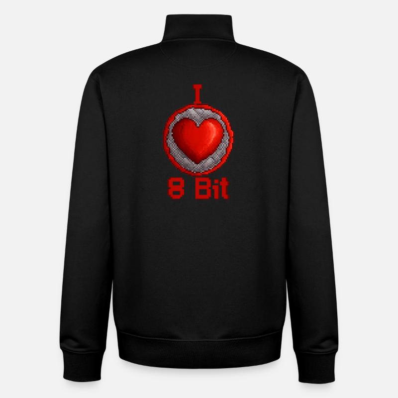 I love 8bit - Unisex Organic Zip Sweatshirt by Stanley/Stella - black