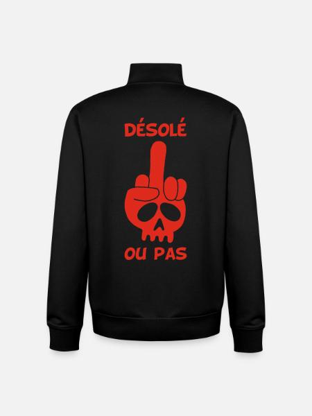 Crâne rouge malpoli - Sweat zippé unisexe en coton bio Stanley/Stella - noir