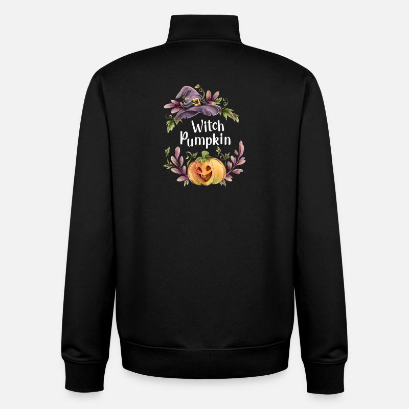 Floral Witch Pumpkin - Unisex Organic Zip Sweatshirt by Stanley/Stella - black