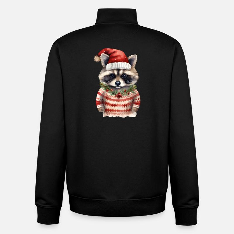 Waschbär Weihnachtspullover - Unisex Organic Zip Sweatshirt von Stanley/Stella - Schwarz
