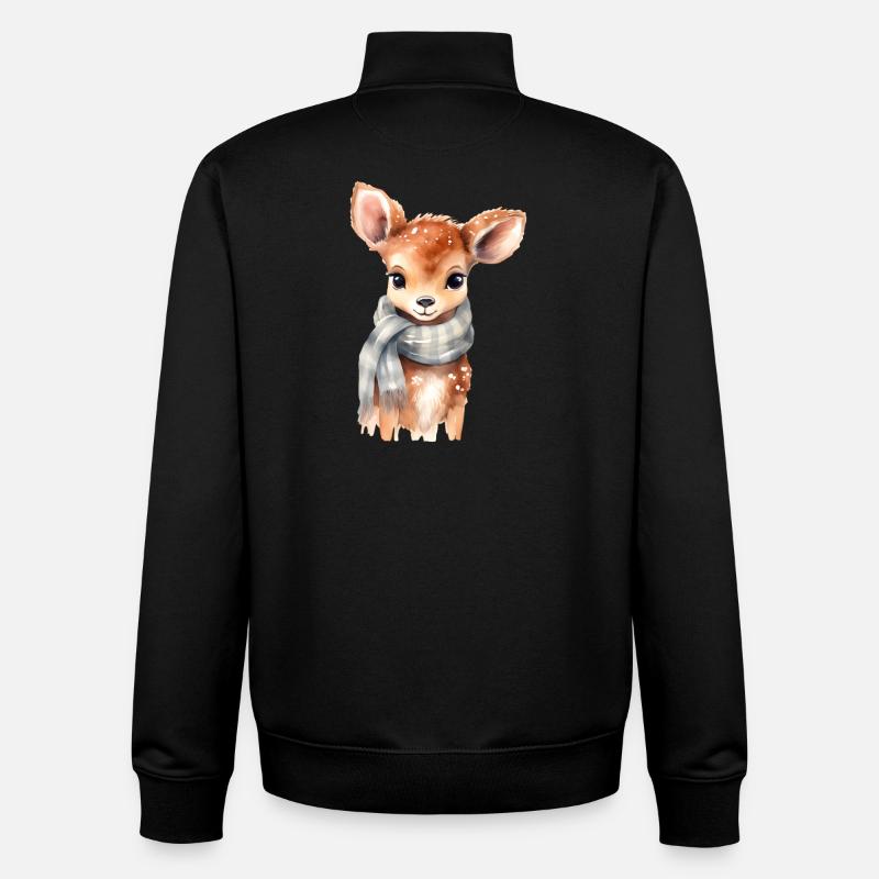 Faon délicat avec écharpe - Sweat zippé unisexe en coton bio Stanley/Stella - noir