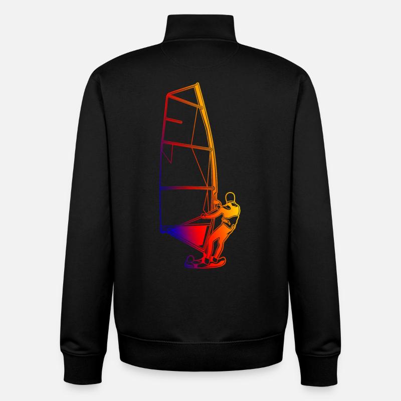 Retro Windsurfer - Unisex Organic Zip Sweatshirt by Stanley/Stella - black
