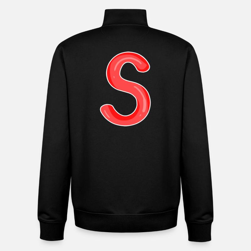 Lettre S Première lettre - Sweat zippé unisexe en coton bio Stanley/Stella - noir