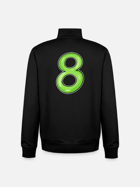 Number 8 - Eight - 8 Motif - Number 8 Number - Unisex Organic Zip Sweatshirt by Stanley/Stella - black