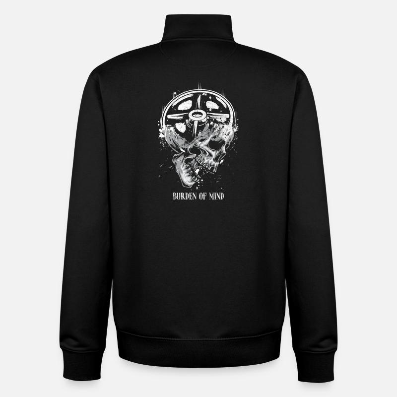 Burden of Mind Skull Wheel - Unisex Organic Zip Sweatshirt by Stanley/Stella - black