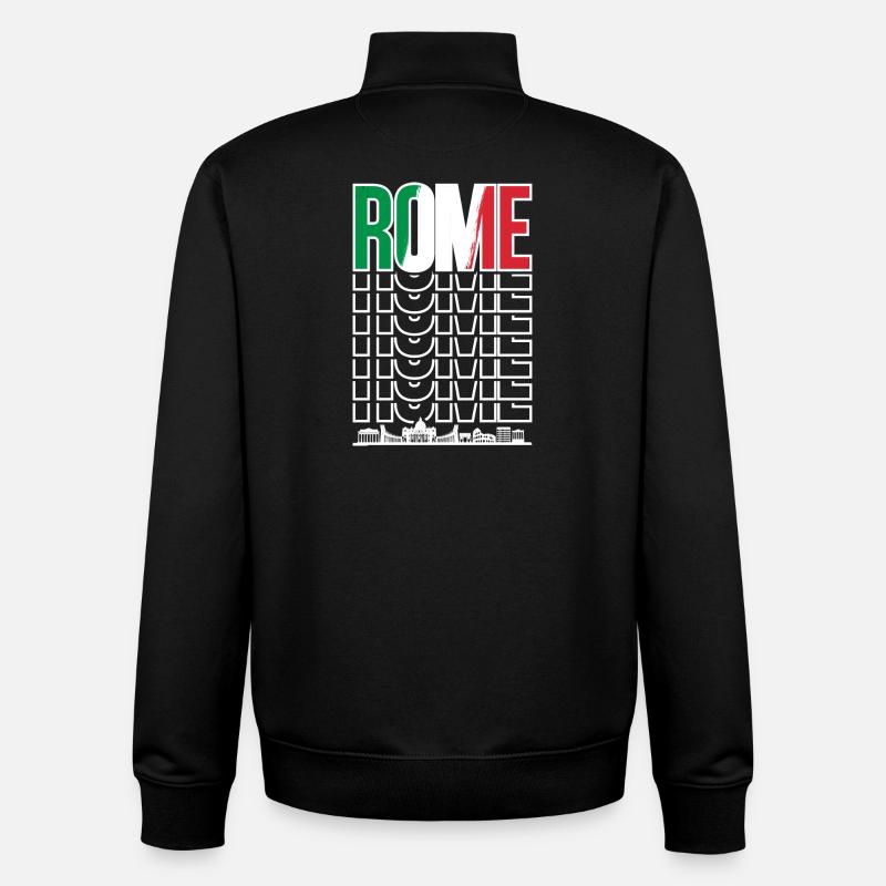 Répétition du mot-symbole Rome - Sweat zippé unisexe en coton bio Stanley/Stella - noir