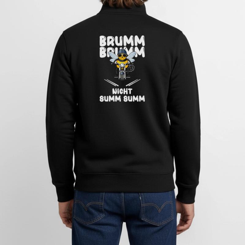 Bee Motorcycle Buzz Buzz Not Buzz Buzz White Unisex Organic Zip Sweatshirt by Stanley/Stella