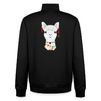Alpaga décoré de couleurs vives – charmant motif animalier - Sweat zippé unisexe en coton bio Stanley/Stella - noir - Dos - AI Model Male 185 light (185cm)